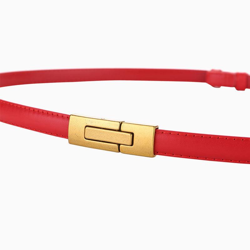 Women’s Luxury Belt for Dresses-Trendy Design-Golden Buckle-White Belt