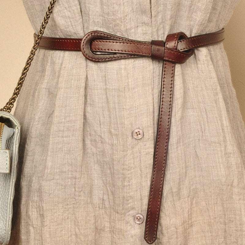 Women’s Luxury Leather Belt-White & Orange Color-Belt for Dresses