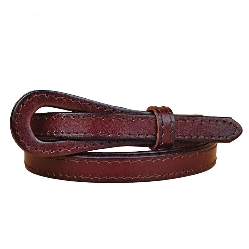 Women’s Luxury Leather Belt-White & Orange Color-Belt for Dresses