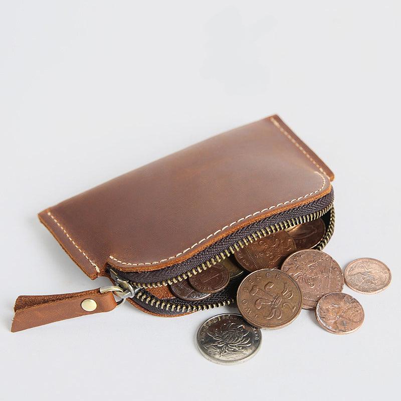 Women’s Original Coin Purse-Vintage Crazy Horse Leather-Men’s Gift