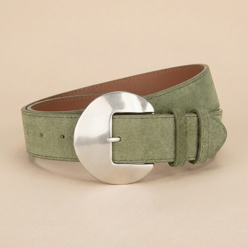 Women's Western Belt - Suede Leather with Silver Western Buckle