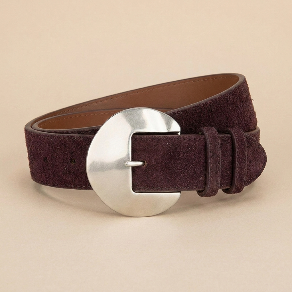 Women's Western Belt - Suede Leather with Silver Western Buckle
