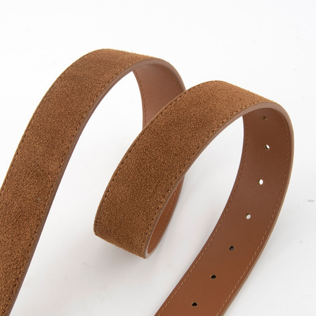 Women's Western Belt - Suede Leather with Silver Western Buckle