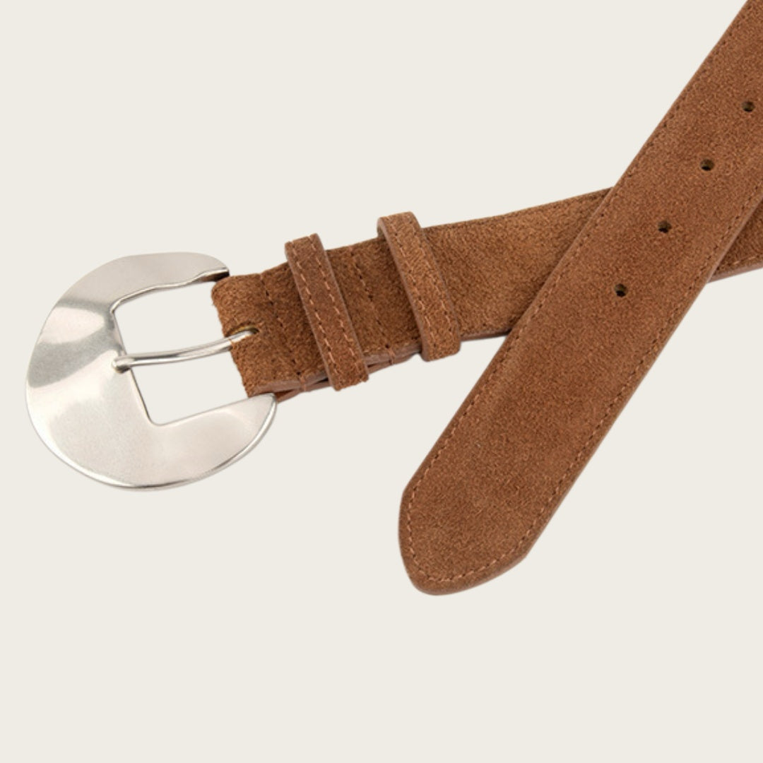 Women's Western Belt - Suede Leather with Silver Western Buckle