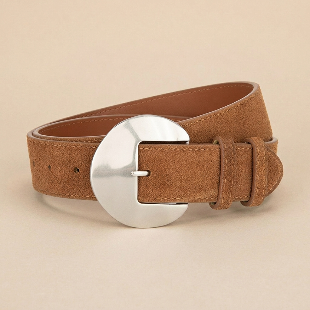 Women's Western Belt - Suede Leather with Silver Western Buckle