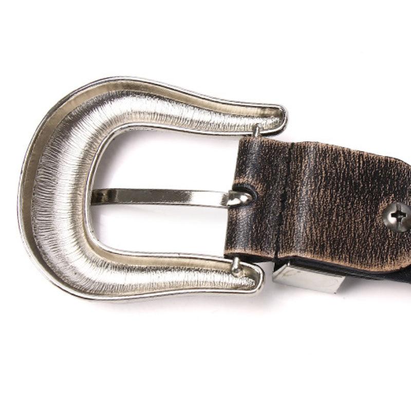 Women’s Western Cowboy Leather Belt-Golden Strap Gift Idea