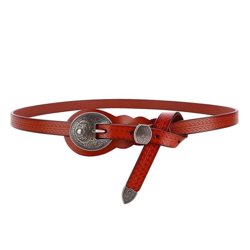 Women’s Western Leather Belt for Dress-Vintage Cowboy Style