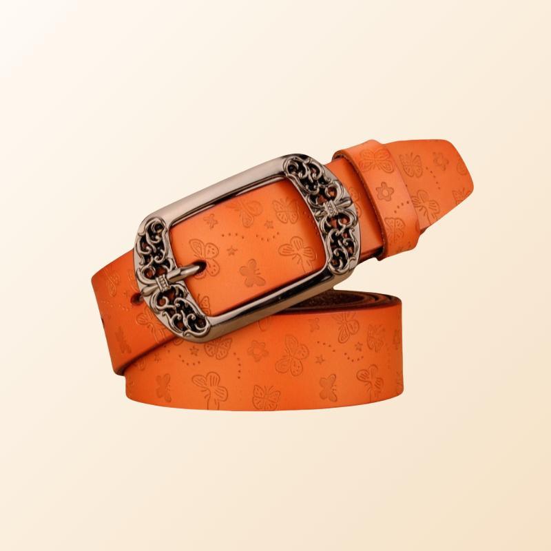 Women’s Western Leather Belt-Vintage Carvings-Perfect for Dress