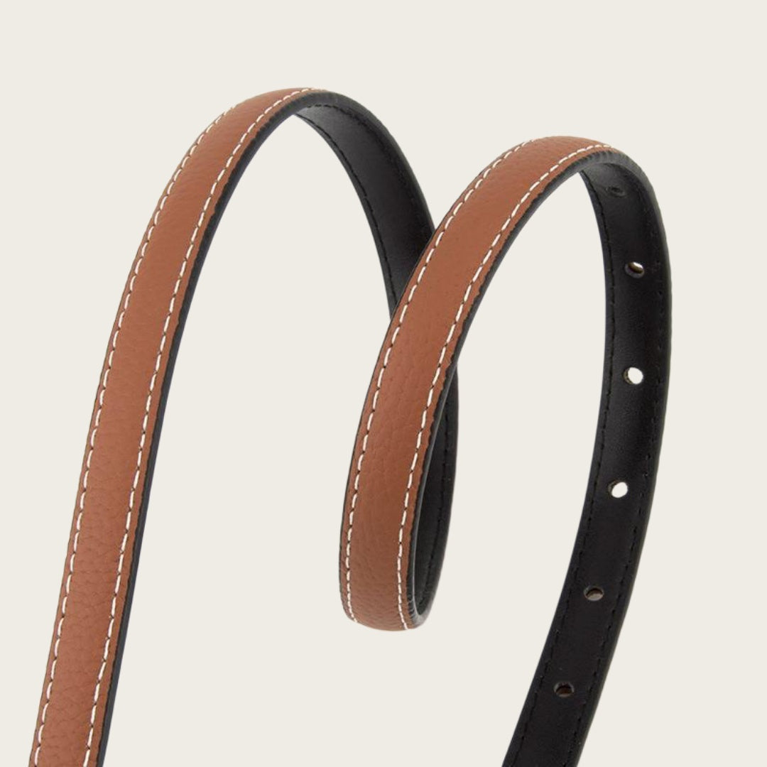 Black Leather Belt with Silver Buckle-Pin Buckle