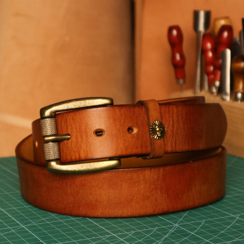 Cowboy Belt for Men-Balck Gun Belt-Solid Brass Buckle-Men’s Gift