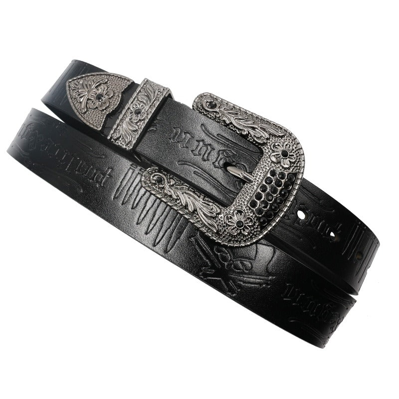 Cowboy Belt for Men-Yellow Strap-Gun Pattern Buckle-Men’s Western Belt