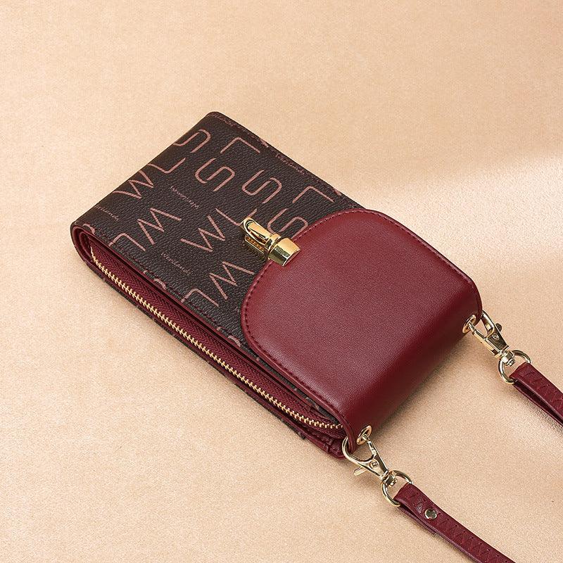 Crossbody Phone Bag-Brown/Red-Versatile-Spacious for Ladies Gift