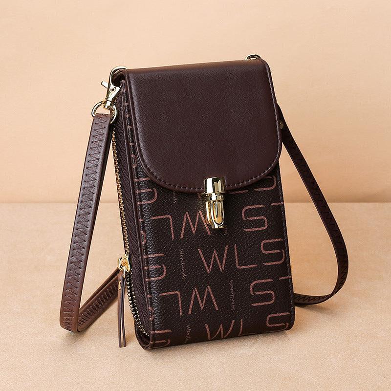 Crossbody Phone Bag-Brown/Red-Versatile-Spacious for Ladies Gift