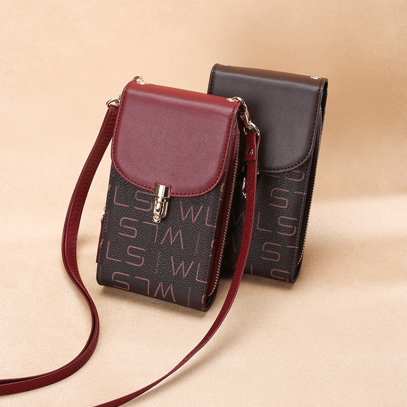 Crossbody Phone Bag-Brown/Red-Versatile-Spacious for Ladies Gift