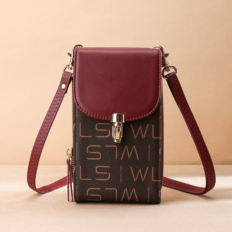 Crossbody Phone Bag-Brown/Red-Versatile-Spacious for Ladies Gift