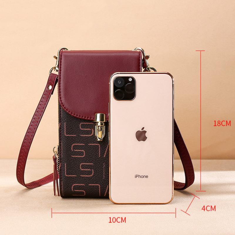 Crossbody Phone Bag-Brown/Red-Versatile-Spacious for Ladies Gift