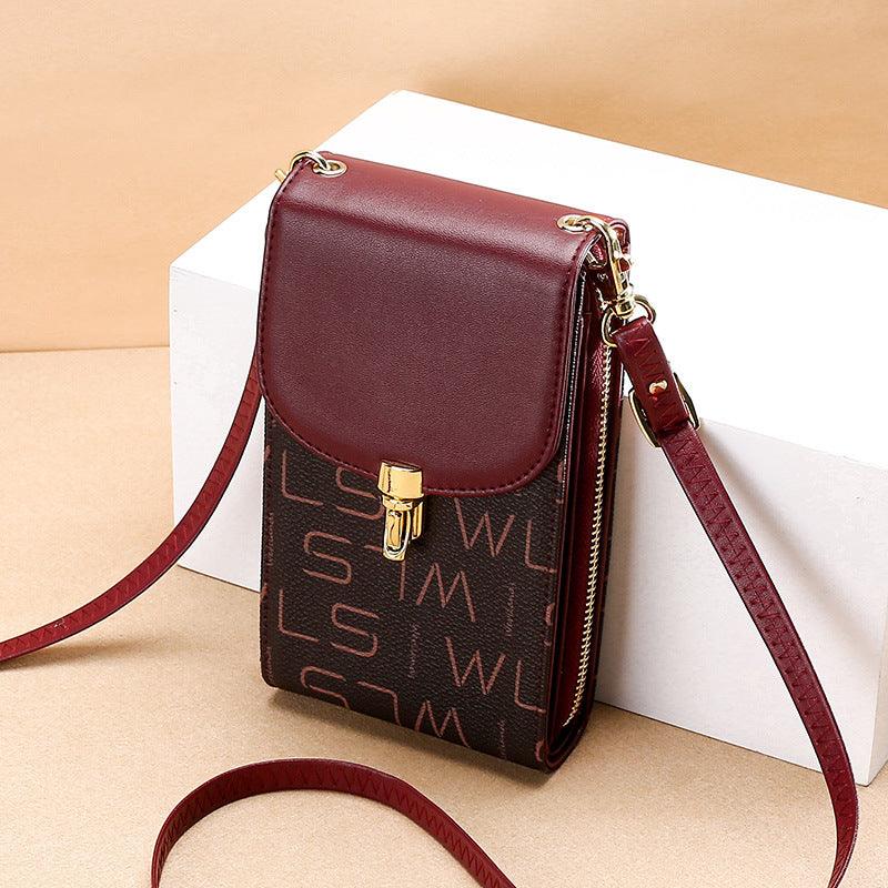 Crossbody Phone Bag-Brown/Red-Versatile-Spacious for Ladies Gift