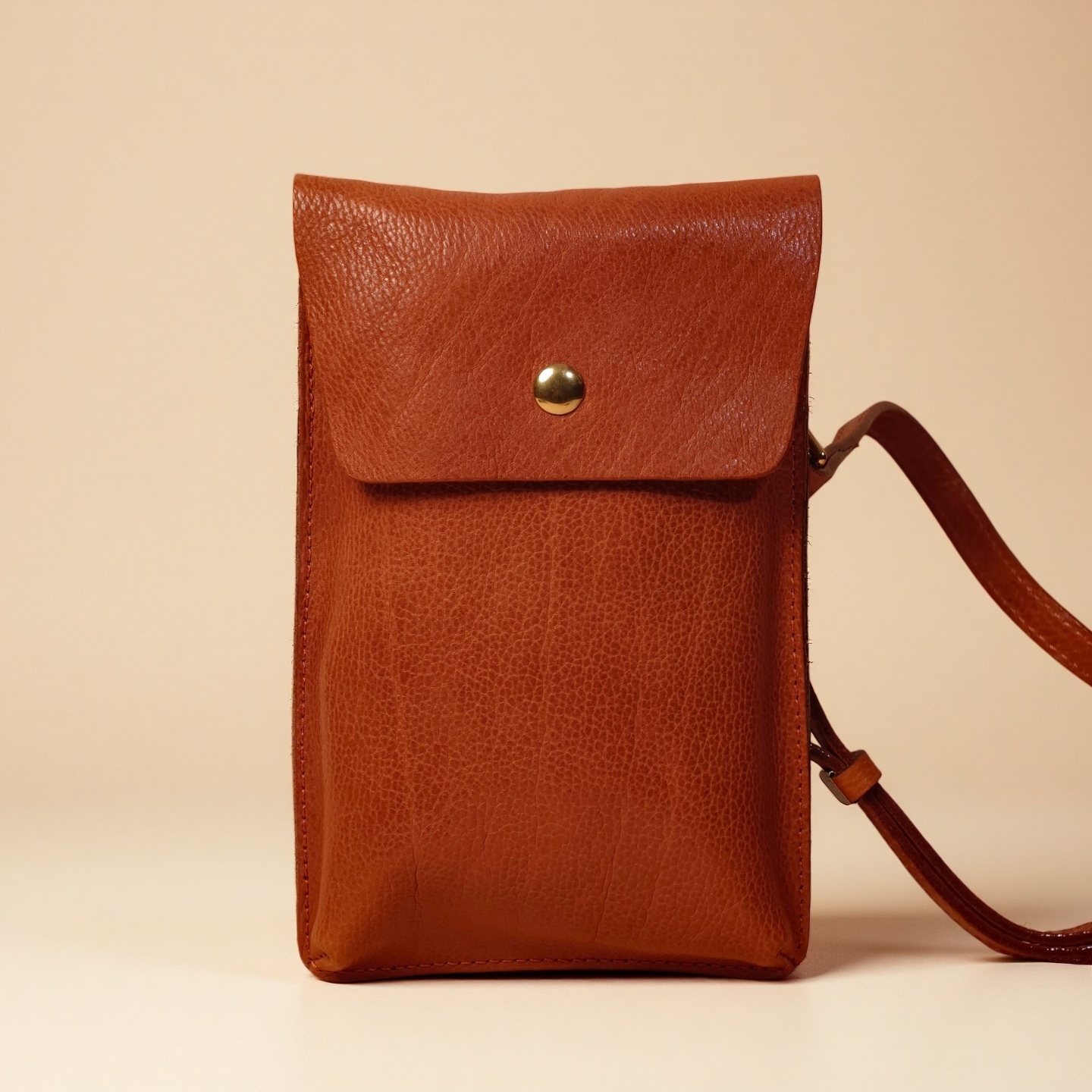 Crossbody Phone Bag-Full-Grain Leather-Featherlight Slim Profile