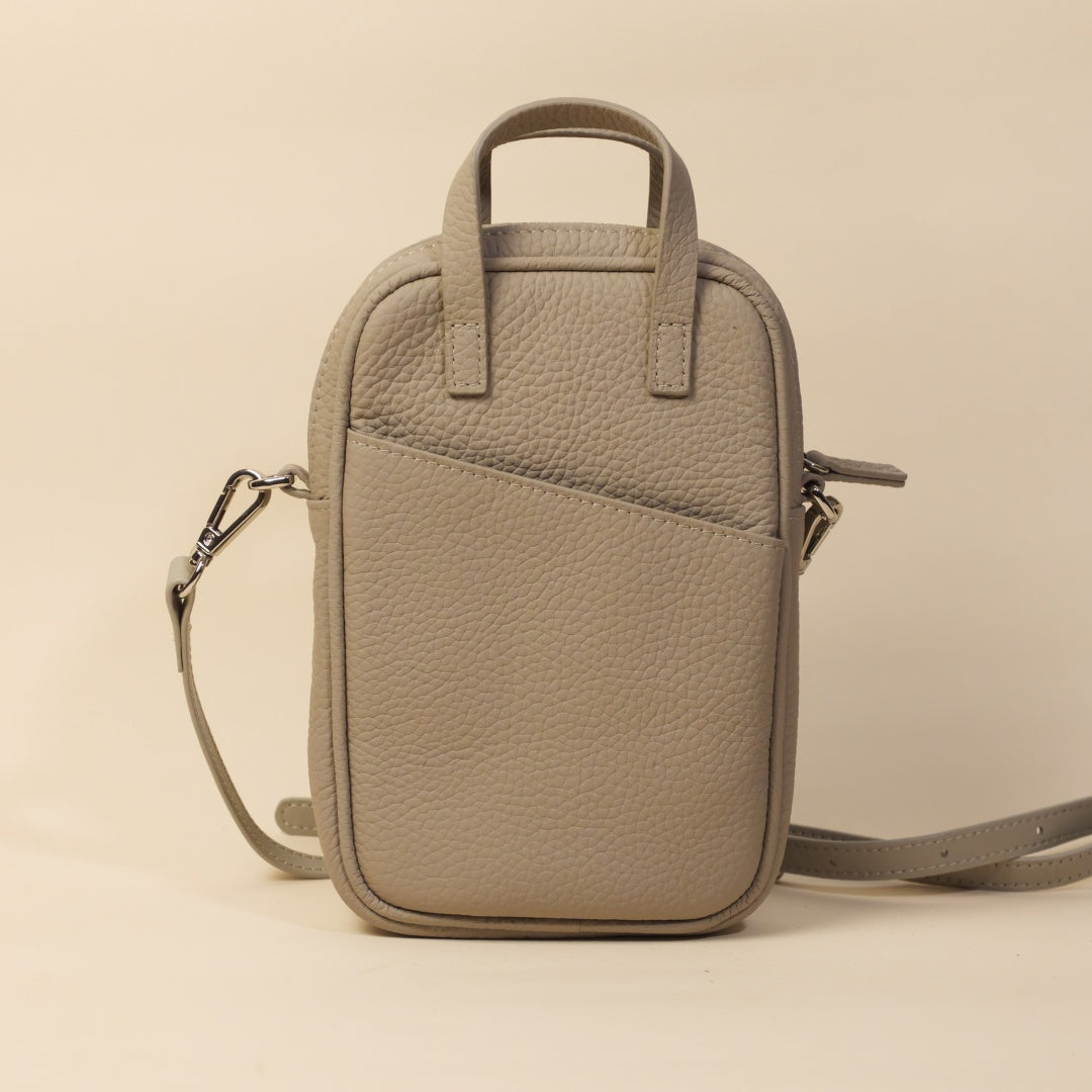 Crossbody Phone Pouch in Full-Grain Leather-Exterior Coin Pouch