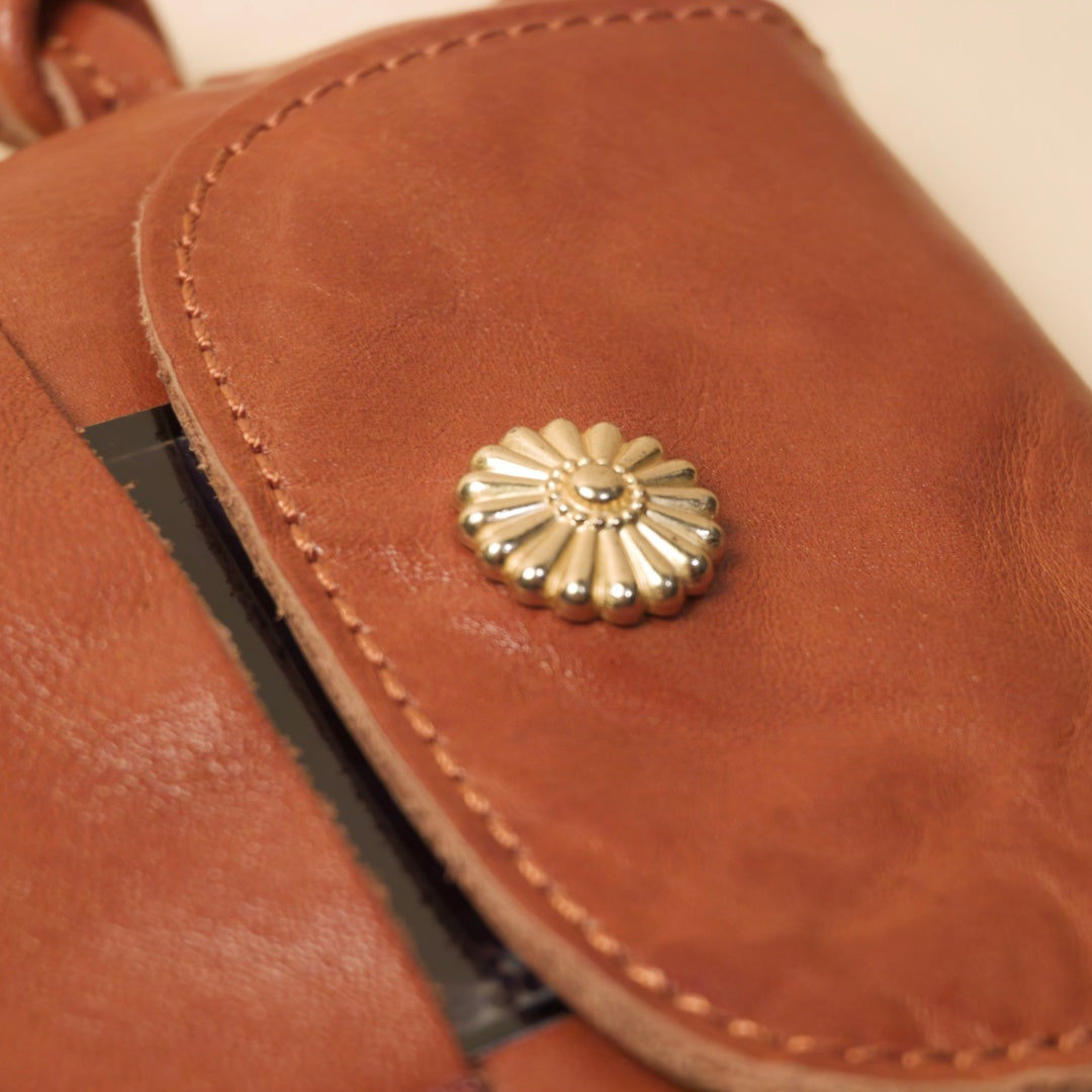 Crossbody Phone Pouch in Full-Grain Leather-Slim Lightweight Build