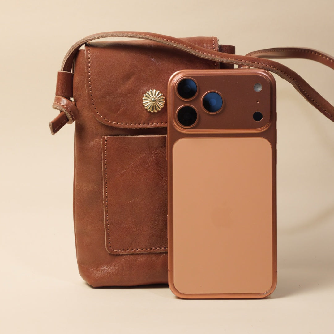 Crossbody Phone Pouch in Full-Grain Leather-Slim Lightweight Build
