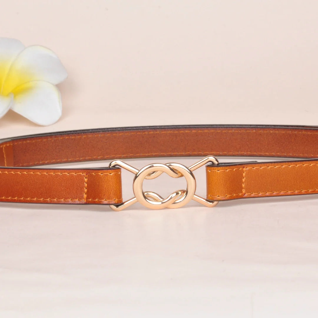 Dress Belt for Women - Genuine Leather with Hook Buckle