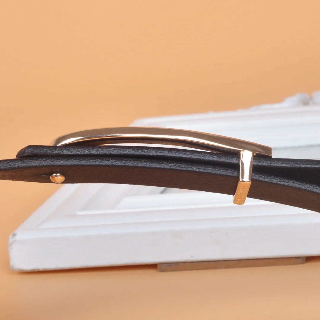 Dress Belt for Women - Genuine Leather with Hook Buckle