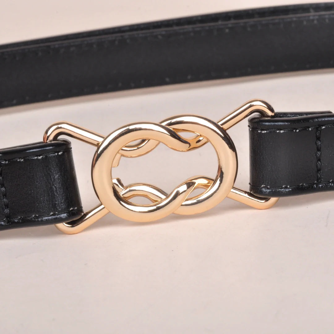 Dress Belt for Women - Genuine Leather with Hook Buckle