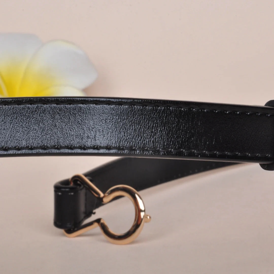 Dress Belt for Women - Genuine Leather with Hook Buckle