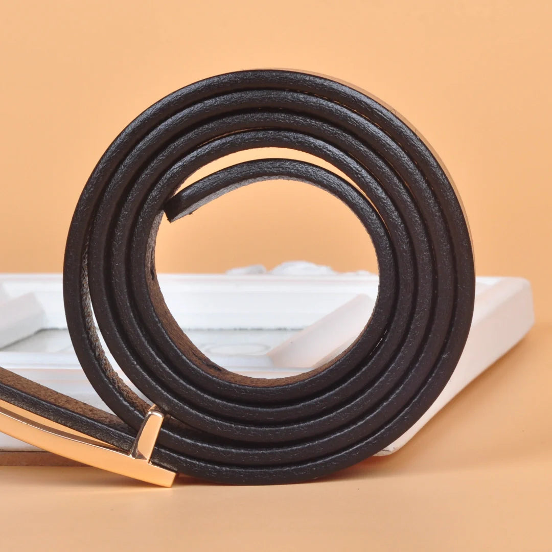 Dress Belt for Women - Genuine Leather with Hook Buckle