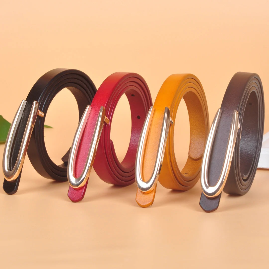 Dress Belt for Women - Genuine Leather with Hook Buckle