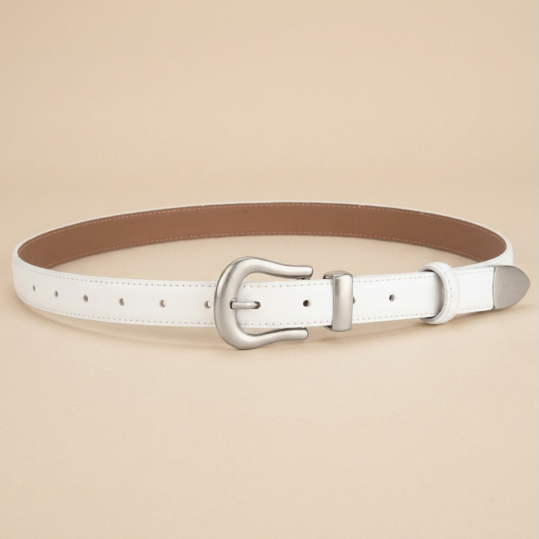 Ladies Leather Western Belts - Slim Strap with Streamlined Western Buckle