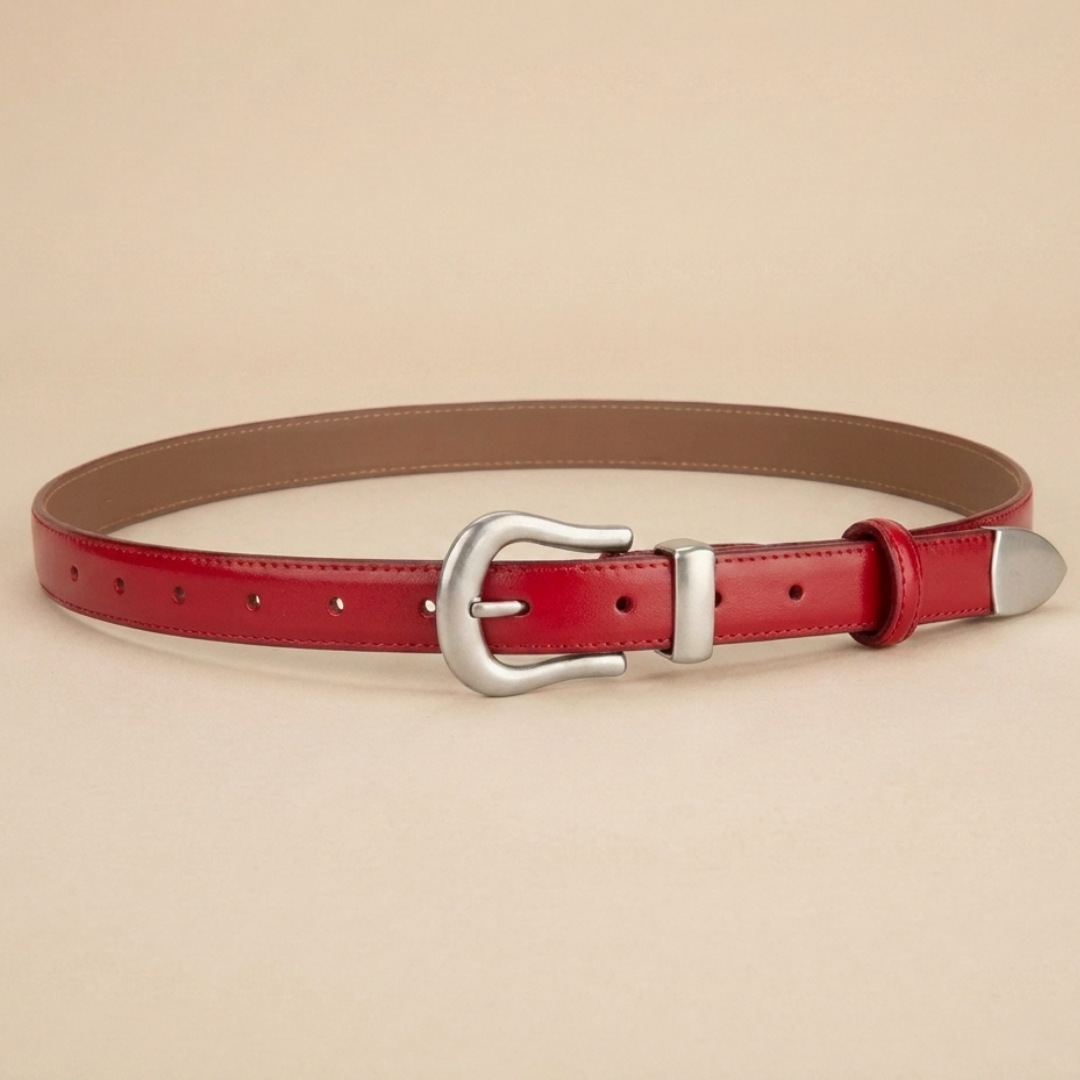 Ladies Leather Western Belts - Slim Strap with Streamlined Western Buckle