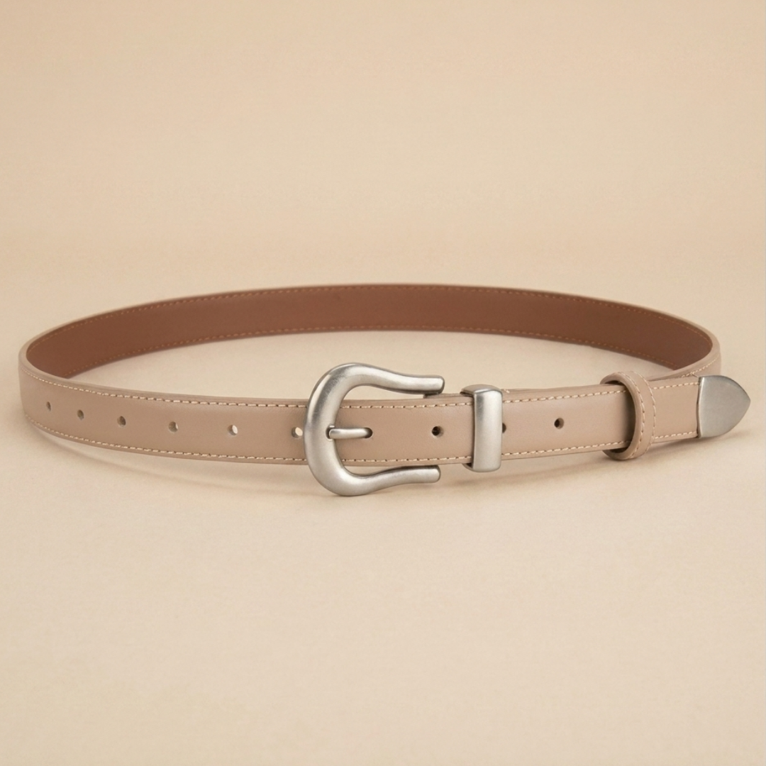 Ladies Leather Western Belts - Slim Strap with Streamlined Western Buckle