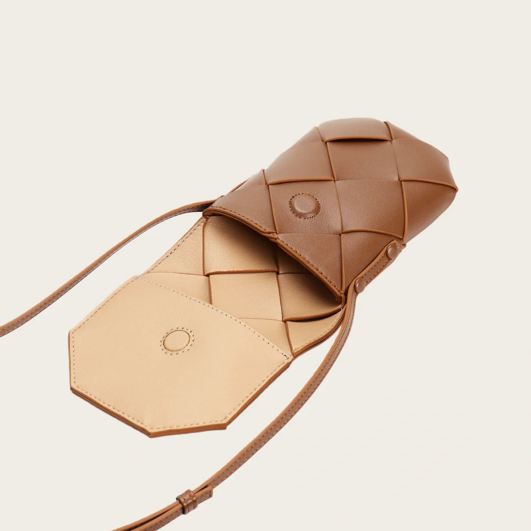 Leather Phone Crossbody-"RiverFlow"