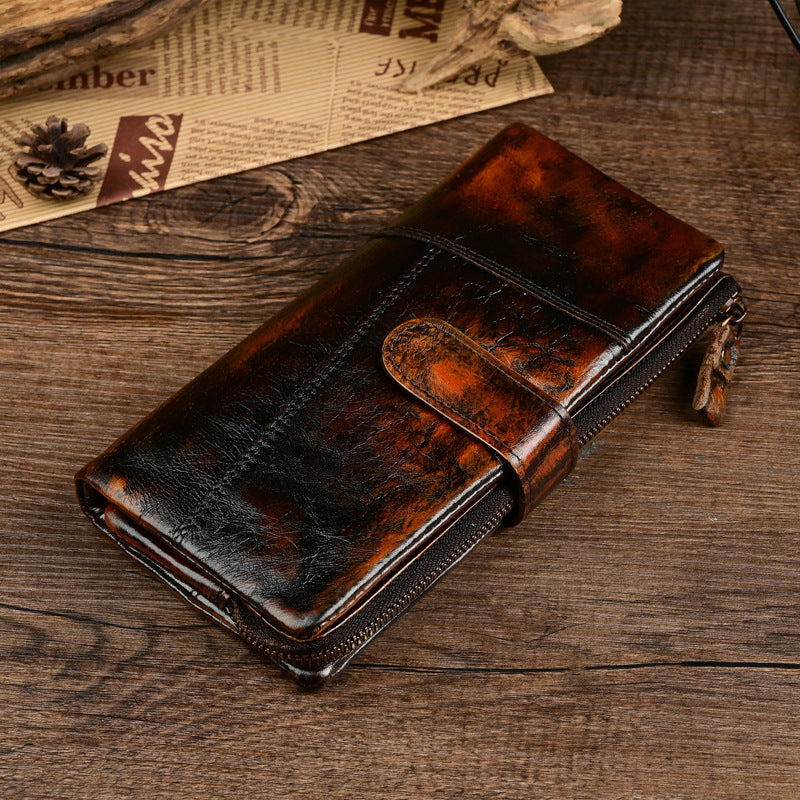 Long Bifold Leather Wallet - “ShiftFold”