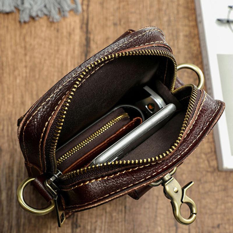 Luxury Men’s Phone Bag-Coffee/Brown/Black-Sleek Design-Men’s Gift