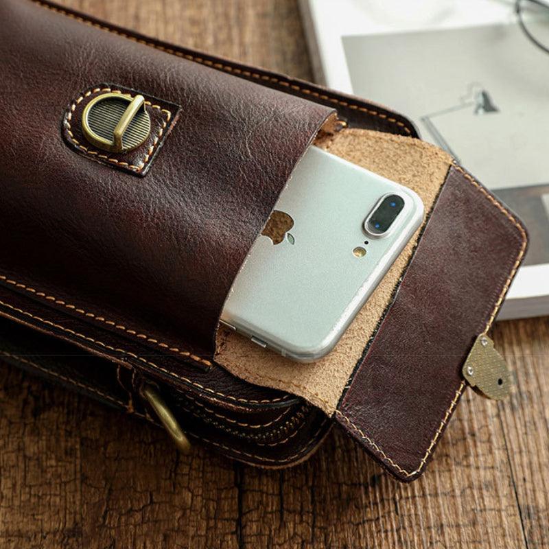 Luxury Men’s Phone Bag-Coffee/Brown/Black-Sleek Design-Men’s Gift