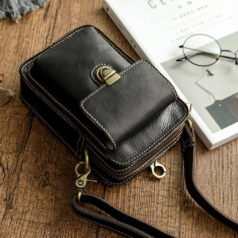 Luxury Men’s Phone Bag-Coffee/Brown/Black-Sleek Design-Men’s Gift