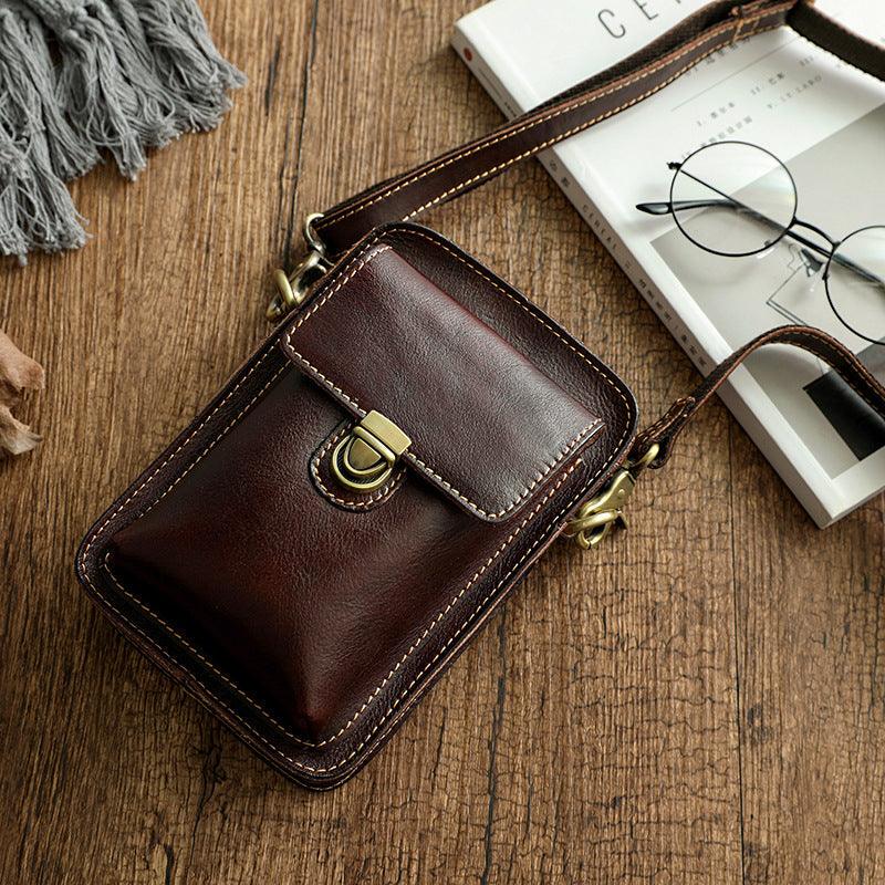 Luxury Men’s Phone Bag-Coffee/Brown/Black-Sleek Design-Men’s Gift