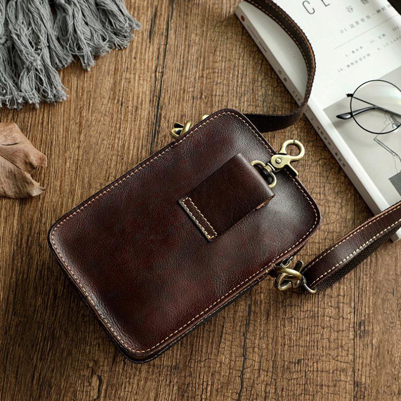 Luxury Men’s Phone Bag-Coffee/Brown/Black-Sleek Design-Men’s Gift