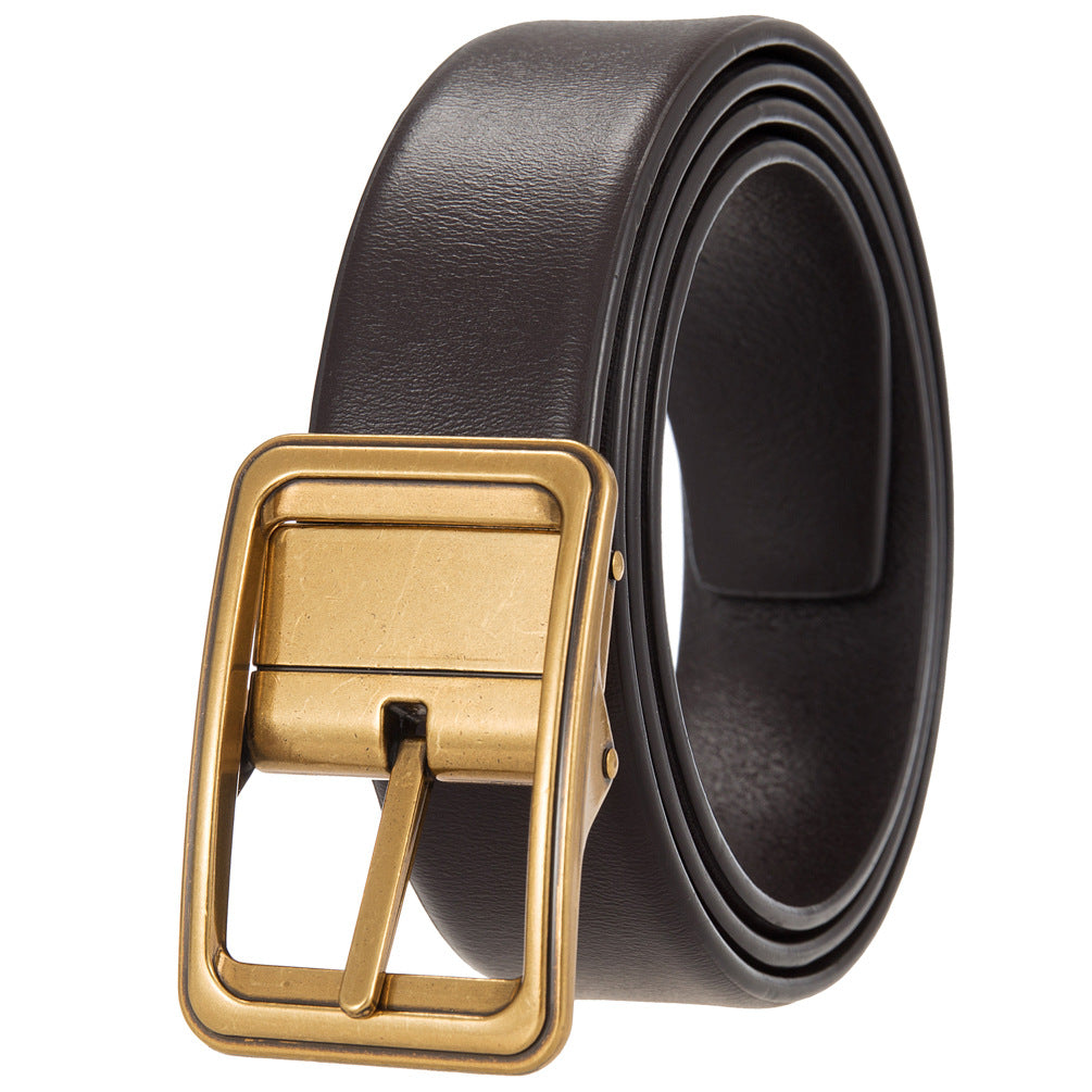 Men’s Leather Belt-Durable & Business Stylish | Golden Buckle Belt