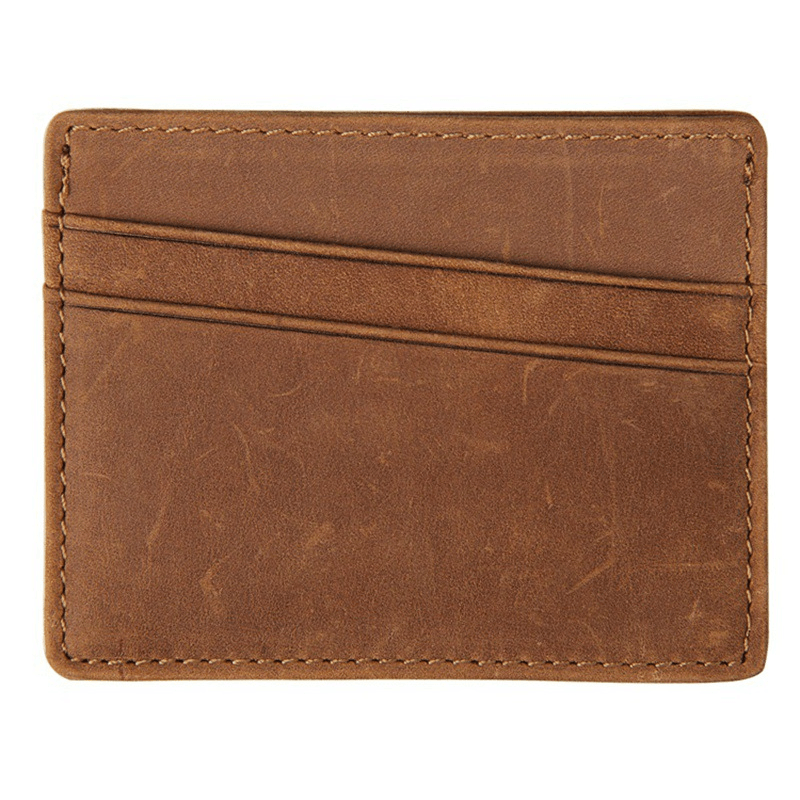 Men’s Card Holder-Crazy Horse Leather-Brown-Slim Design-Gift Idea