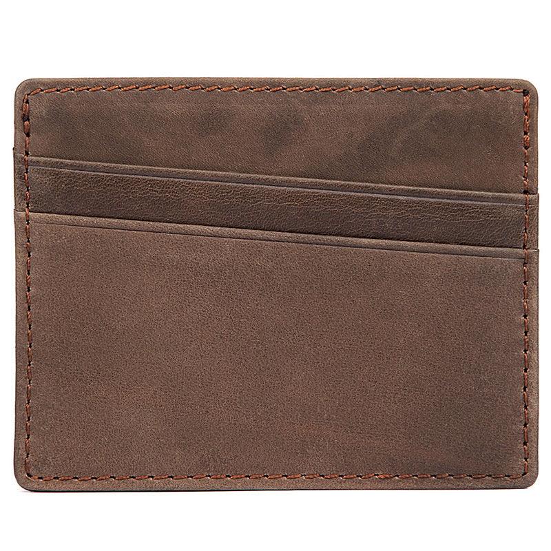 Men’s Card Holder-Crazy Horse Leather-Brown-Slim Design-Gift Idea