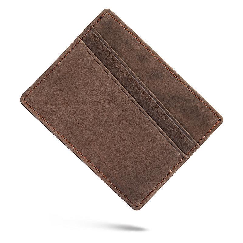 Men’s Card Holder-Crazy Horse Leather-Brown-Slim Design-Gift Idea