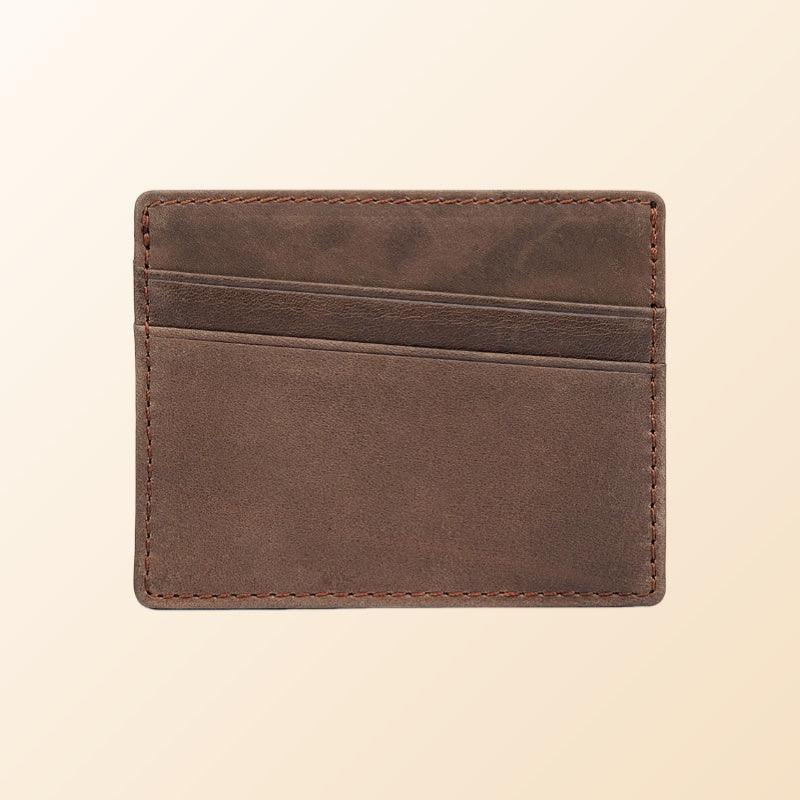 Men’s Card Holder-Crazy Horse Leather-Brown-Slim Design-Gift Idea