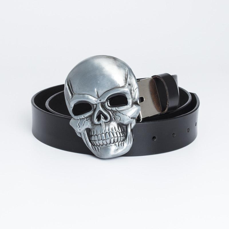 Men’s Cowboy Western Leather Belt-Skull Design in Black,Brown