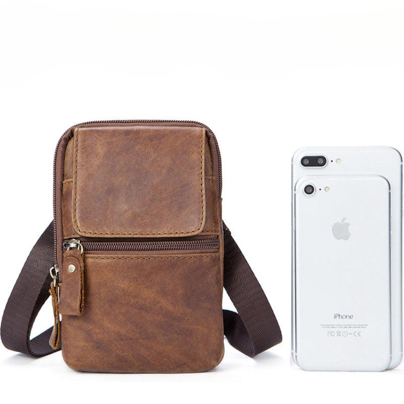 Men’s Crossbody Phone Bag-Coffee/Brown/Camel-Compact-Men’s Gift