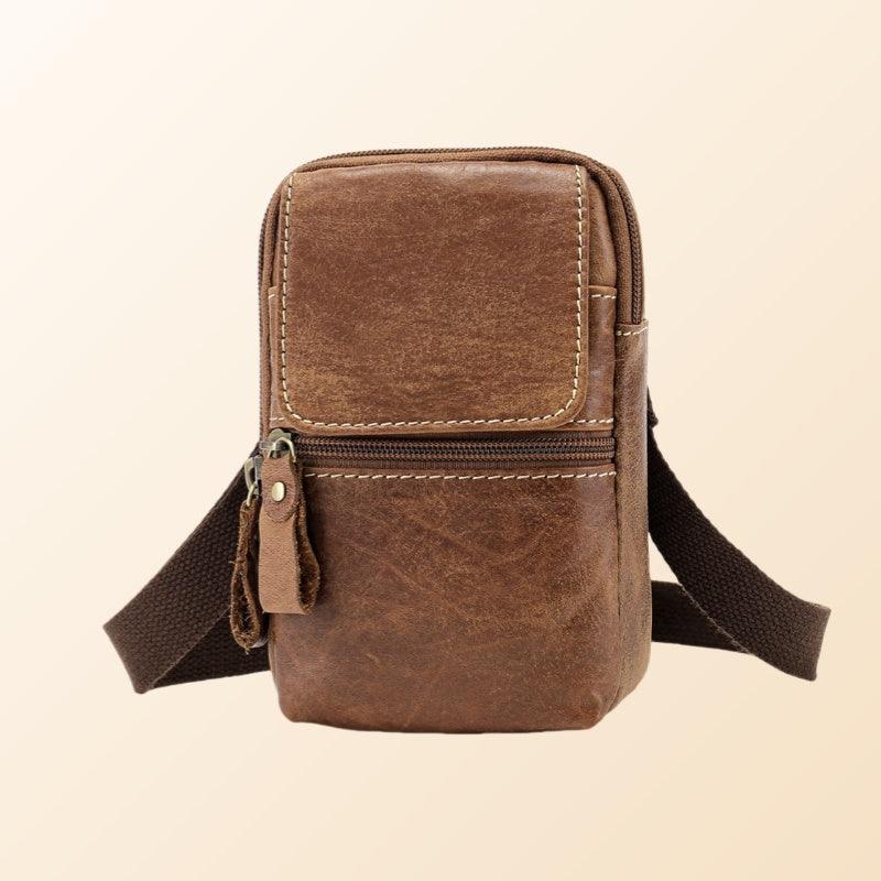 Men’s Crossbody Phone Bag-Coffee/Brown/Camel-Compact-Men’s Gift