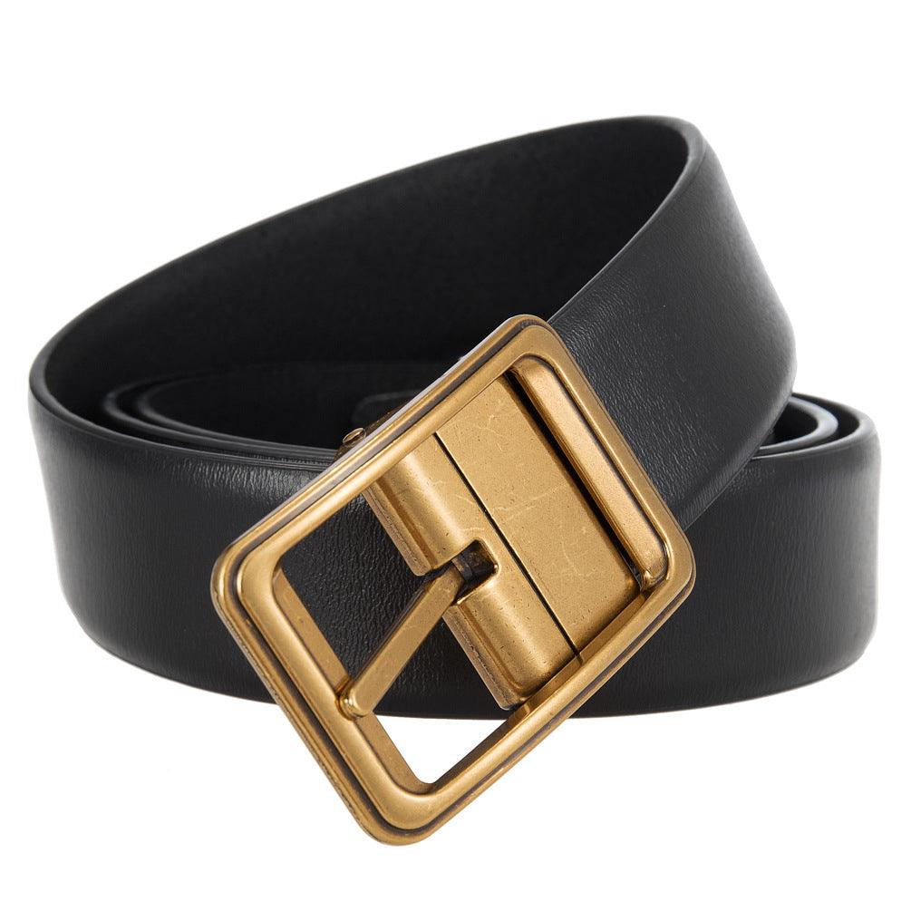 Men’s Leather Belt-Durable & Business Stylish | Golden Buckle Belt